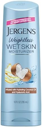 Jergens Wet Skin Body Moisturizer with Restoring Argan Oil, In Shower Lotion, Moisturizer for Dry Skin, Fast-Absorbing, Non-Sticky, 10 Ounces (Pack of 4), Dermatologist Tested (Packaging May Vary) Jergens