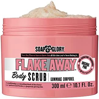 Soap & Glory Original Pink Flake Away Exfoliating Body Scrub - Smoothing & Buffing Body Scrub - Floral Scented Body Polish - Shea Butter, Sea Salt & Sweet Almond Oil Sugar Body Scrub (300ml) Soap & Glory