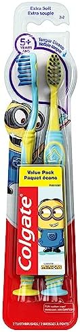 Colgate Kids , Minions, Extra Soft Toothbrush with Suction Cup, 2 Pack Colgate