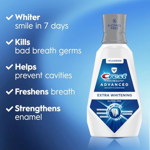 Crest Pro-Health Advanced Mouthwash, Alcohol Free, Extra Whitening, Energizing Mint Flavor, 2x946mL (32 fl oz) Crest