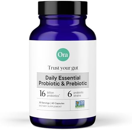 Ora Organic Probiotics with Prebiotics for Digestive Health 16 Billion CFU - Trust Your Gut - Strains - Acidophilus Lactobacillus Breve Bifidum Lactis Ora Organic