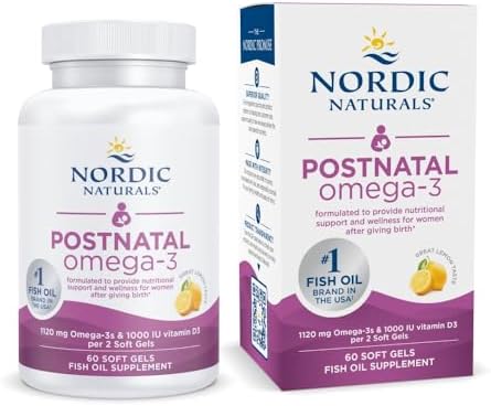 Nordic Naturals Postnatal Omega-3, Lemon - 60 Soft Gels (Мягкие капсулы) - 1120 Total Omega-3 + 1000 IU Vitamin D3 - Formulated for New Moms; Supports Optimal Wellness, Positive Mood, Healthy Metabolism - 30 Servings (Порции) Nordic Naturals