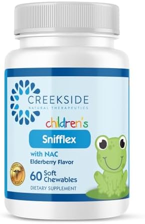 Creekside Naturals Snifflex, Cold and Allergy Relief for Children, Elderberry for Immune Support, Pediatrician Formulated, NAC, Quercetin, Bromelain, Zero Sugar, Plant-Based, Vegan, 60 Soft Chewables (Жевательные таблетки) Creekside Natural Therapeutics