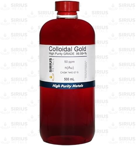 True Colloidal Gold – 50 ppm - 99.99+% Purity - 500 mL (16.9 Fl Oz) in Clear BPA-Free Plastic Bottle - Made in USA Sirius Metals