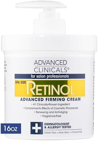 Advanced Clinicals Collagen Body Cream Moisturizer Lotion + Collagen Body Oil Skin Care 2 Piece Set – Tightening, Firming, & Hydrating Skin Care Set To Reduce Crepey Skin, Wrinkles, & Stretch Marks Advanced Clinicals