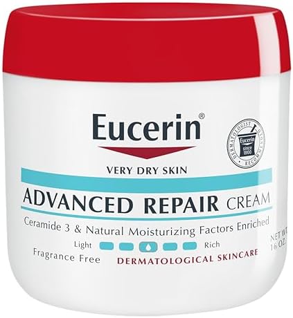 Eucerin Advanced Repair Body Cream for Very Dry Skin, Fragrance Free Daily Body Moisturizer, 16 Oz Jar Eucerin