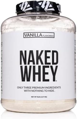 NAKED Vanilla Whey Protein 1Lb, Only 3 Ingredients, All Natural Grass Fed Whey Protein Powder (Порошок) + Vanilla + Coconut Sugar- GMO-Free, Soy Free, Gluten Free. Aid Muscle Growth, 12 Servings (Порции) Naked Nutrition