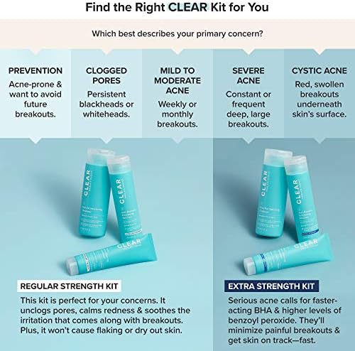 Paula's Choice CLEAR 3-Piece Acne Kit, Includes Daily Cleanser, 2% Salicylic Acid Exfoliant & Benzoyl Peroxide Treatment, Prevents & Treats Mild to Severe Acne & Breakouts, Fragrance-Free, Set of 3 Paula's Choice