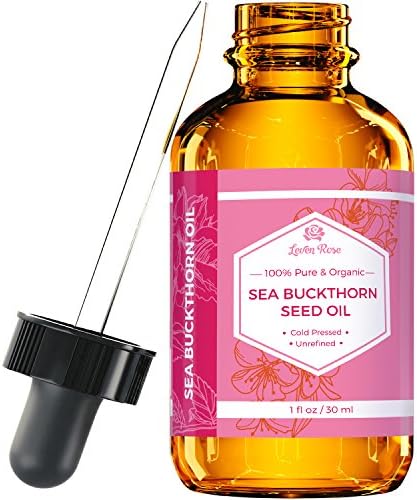 Leven Rose Sea Buckthorn Seed Oil, 100% Pure Unrefined Cold Pressed Anti Aging Acne Treatment for Hair Skin and Nails (1 oz) Leven Rose