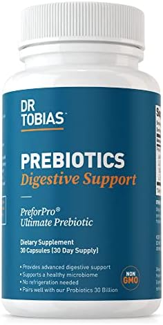 Dr. Tobias Prebiotics, Supports Digestion & Gut Health, Feed Good Probiotic Bacteria, Boost Gut Immune Function, Vegan & Non-GMO Gut Health Supplements for Men and Women, 30 Capsules (Капсулы), 30 Servings (Порции) Dr. Tobias