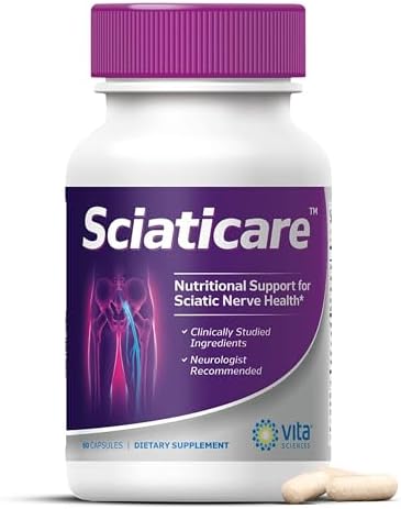 Vita Sciences Sciaticare Nerve Soothing Supplement Vitamins with Natural R-ALA Form 40X Strength, NOT Synthetic Alpha Lipoic Acid (ALA) - Lower Lumbar Sciatic, Hip, Thigh, Leg, Foot Vita Sciences