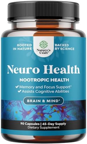 Nootropics Brain Support Supplement - Mental Focus Nootropic Memory Supplement for Brain Health & and Performance Blend, with Energy and Vitamins DMAE Bacopa and Phosphatidylserine Capsule Natures Craft