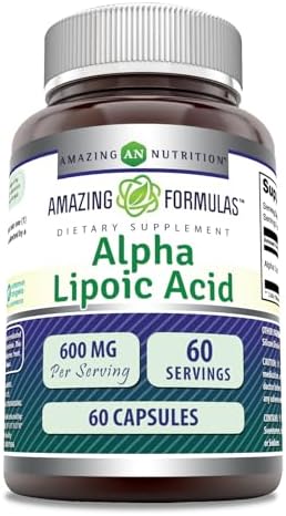 Amazing Formulas Alpha Lipoic Acid Supplement | 600 Mg Per Serving (Порция) | 60 Capsules (Капсулы) | Non-GMO | Gluten Free | Made in USA Amazing Nutrition