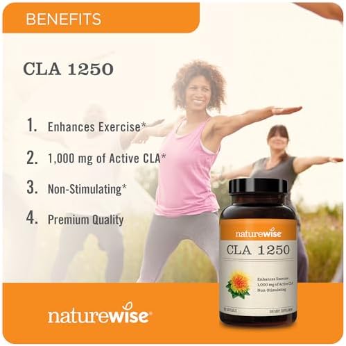 NatureWise CLA 1250 - CLA Supplement with Conjugated Linoleic Acid for Women and Men, Non-Stimulating CLA, Supports Healthy Weight, Fitness Goals - non-GMO, Gluten Free - 90 Softgels (Мягкие капсулы)[1-Month Supply] NatureWise