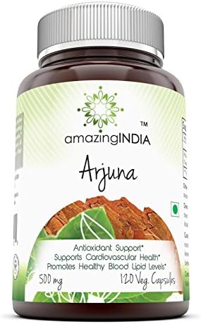 Amazing India Arjuna Bark Extract Supplement | 500 Mg | 120 Veggie Capsules (Капсулы на растительной основе) | Non-GMO | Gluten Free | Made in USA Amazing India