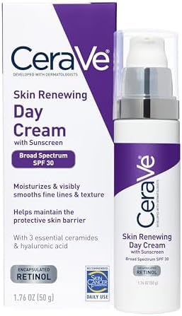 CeraVe Anti-Aging Face Cream SPF 30 | Anti-Wrinkle Retinol Cream with Hyaluronic Acid and Ceramides | 1.76 oz CeraVe