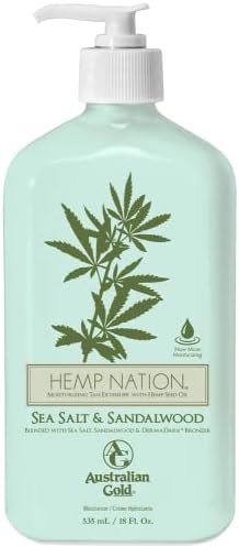 Hemp Nation SEA Salt & Sandalwood (18 fl. oz / 535 mL), Moisturizing Tan Extender with Hemp Seed Oil Australian Gold