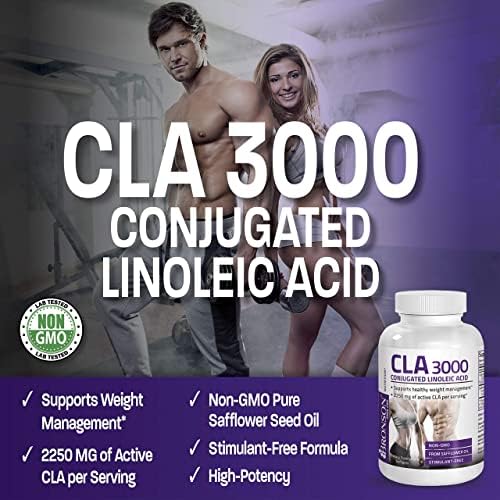 Bronson CLA 3000 Extra High Potency Supports Healthy Weight Management Lean Muscle Mass Non-Stimulating Conjugated Linoleic Acid, 90 Softgels (Мягкие капсулы) Bronson