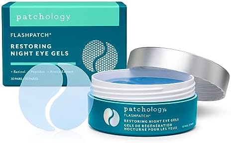 Patchology Restoring Night Eye Gels - Under Eye Patches For Dark Circles and Puffy Eyes Care - Anti Aging Under Eye Masks with Retinol - Eye Bags, Puffiness & Wrinkles Reducer (30 Pairs) Patchology