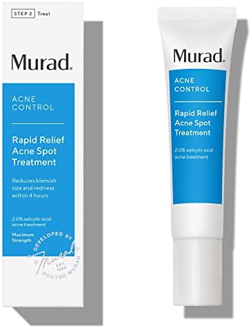 Murad Rapid Relief Acne Spot Treatment – Acne Control Max Strength 2% Salicylic Acid Clear Gel Blemish Remover - Fast Active Acne Relief Backed by Science, 0.5 Oz Murad