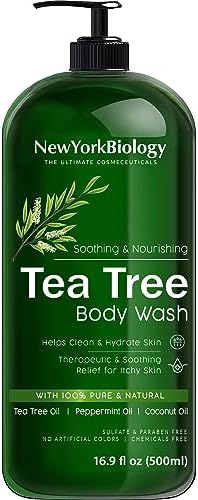 New York Biology Tea Tree Body Wash for Men and Women - Moisturizing Body Wash Helps Soothe Itchy Skin, Jock Itch, Athletes Foot, Nail Fungus, Eczema, Body Odor and Ringworm - 16.9 Fl Oz NEW YORK BIOLOGY THE ULTIMATE COSMECEUTICALS