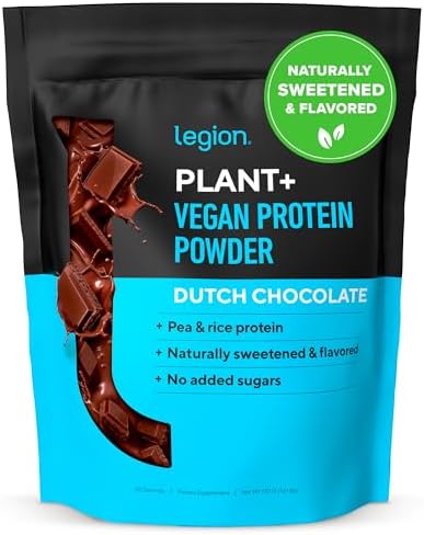 LEGION Plant+ Vegan Protein Powder (Порошок) - Rice and Pea, Plant Based Protein Blend. Gluten Free, GMO Free, Naturally Sweetened and Flavored, 20 Servings (Порции), 2 Lbs (Apple Pie) LEGION