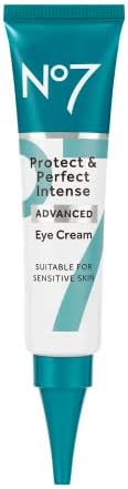 No7 Protect & Perfect Eye Cream - Intense Advanced Under Eye Cream for Dark Circles - Enriched with Hydrating Hyaluronic Acid and Nourishing Shea Butter to Revive Tired-Looking Eyes (0.5 Fl Oz) No7