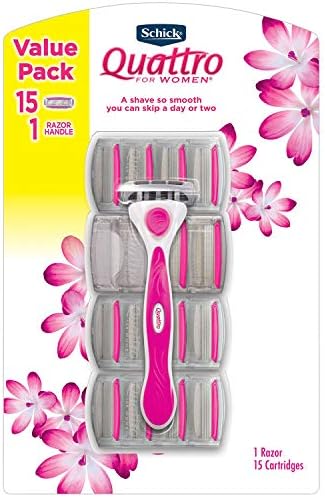 Schick Quattro for Women Razor, Enriched with Aloe and Vitamin E, 15 Cartridges Schick