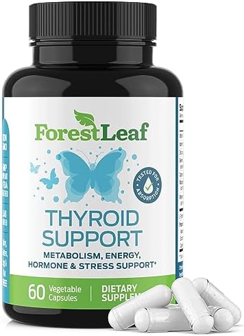 Thyroid Support for Women and Men with Iodine - Energy, Focus & Power Thyroid Supplement - All Natural Herbal Mineral and Vitamin Complex with B12, Zinc, Selenium, Ashwagandha - 60 Vegetarian Capsules (Вегетарианские капсулы) ForestLeaf