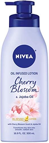 Nivea Oil Infused Cherry Blossom and Jojoba Oil Body Lotion, Non-Greasy Cherry Blossom Scented Lotion Moisturizes for 24+ Hours, 16.9 Fl Oz Pump Bottle Nivea