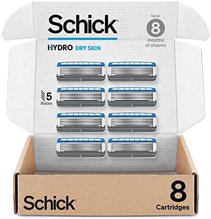 Schick Hydro Dry Skin Razor Refills, 12ct | Razor Blades Refills, Razor Blades for Men, Shaving Blades for Men, Hydro Razor Blades Refill, 5 Blade Razor Men, 12 Refills Schick