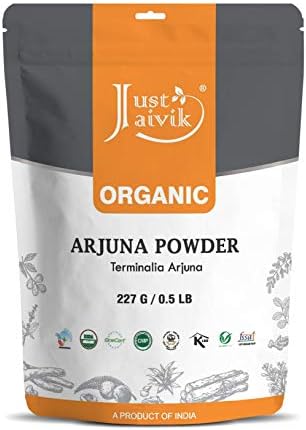 100% Organic Arjuna Bark Powder (Порошок) (Terminalia Arjuna) 1/2 LB, 08 oz (Унции), 227g USDA Certified Organic- Biodegradable Resealable Zip Lock Pouch Traditional rejuvenative and Tonic for The Heart* Just Jaivik