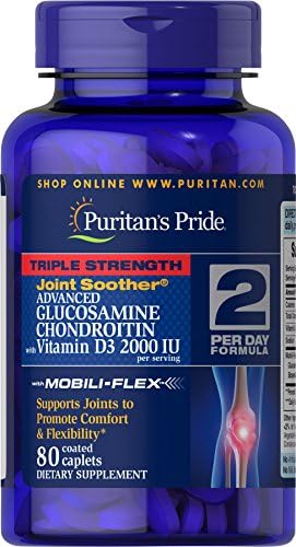 Puritan's Pride Triple Strength Glucosamine Chondroitin with Vitamin D3 Caplets, 80 Count Puritan's Pride