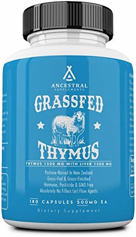 Ancestral Supplements Grass Fed Ovine (Sheep) Thymus Glandular Extract, 3000mg, Histamine, Energy, Allergy and Immune Support Supplement with Grass Fed Beef Liver, Non GMO, 180 Capsules (Капсулы) Ancestral Supplements