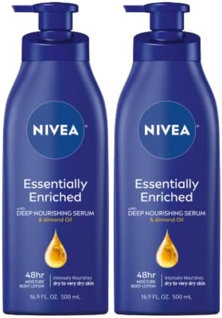 NIVEA Essentially Enriched Body Lotion for Dry Skin, Pack of 2, 16.9 Fl Oz Pump Bottles Nivea