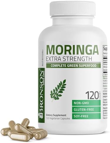 Bronson Moringa Extra Strength Capsules (Капсулы) Moringa Oleifera Powder (Порошок), 120 Count Bronson