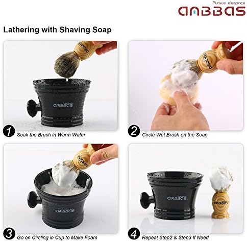 Badger Shaving Brush Holder Set,Wooden Handle Shave Brush,Contracted Design Resin Shaving Stand,2pcs Traditional Shaving Kit for Men by Anbbas Anbbas