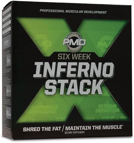 PMD Sports Six Week Inferno Stack - Maximum Strength Fat Burner and CLA Omega Fatty Acid to Lose Fat Fast and Increase Muscle Tone - Arsenal X Inferno/120 Liquid Gels (Жидкие гелевые капсулы), Omega Cuts Elite/180 Softgels (Мягкие капсулы) PMD