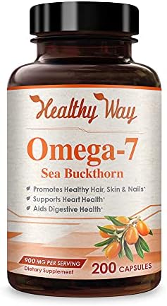 Pure Omega 7 Fatty Acids 200 Capsules (Капсулы) 900mg Natural Sea Buckthorn Oil, NON-GMO USA Made Healthy Way