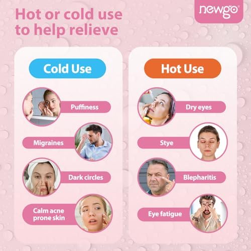 NEWGO 2Pack Cold Eye Mask Cooling Eye Mask for Dry Eyes, Gel Eye Mask Eye Ice Pack Reusable Cold Eye Compress for Dark Circles, Migraines, Eye Surgery, Skin Care (Pink) Newgo