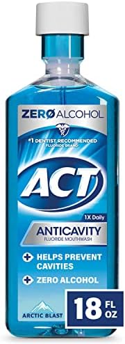 ACT Anticavity Zero Alcohol Fluoride Mouthwash 18 fl. oz., With Accurate Dosing Cup, Arctic Blast Act