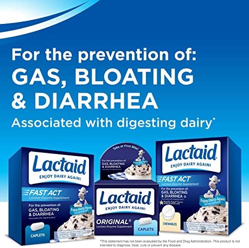 Lactaid Lactase Enzyme Caplets Original - 120 Caplets, Pack of 6 Lactaid