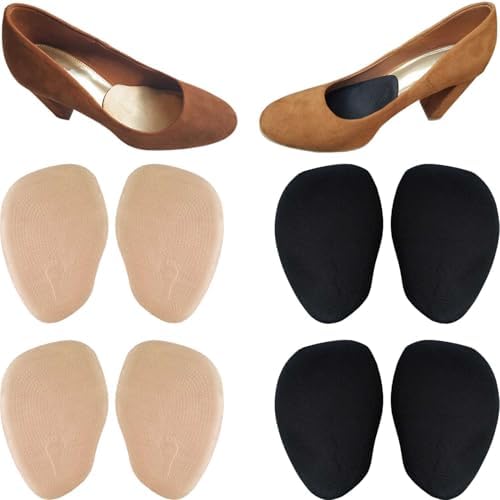 Chiroplax High Heel Cushion Inserts Pads (4 Pairs) Suede Ball of Foot Forefoot Metatarsal Anti Slip Shoe Insoles for Women Chiroplax