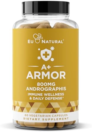 Eu Natural A+ Armor Andrographis Pure 800 Mg – Healthy Immune System Function, Physical Wellness, Potent Strength for Seasonal Protection – Full-Spectrum & Standardized – 60 Vegan Soft Capsules (Капсулы) Eu Natural