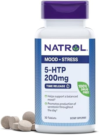 5-HTP 200 мг, таблетки с контролируемым высвобождением для поддержки настроения, 30 штук Natrol