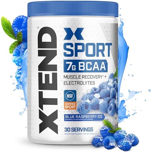 Порошок BCAA XTEND Sport с голубой малиной – электролиты для восстановления и увлажнения, 30 порций Scivation