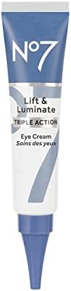 No7 Lift & Luminate Triple Action Eye Cream - Anti-Aging Under Eye Cream for Dark Circles, Puffiness & Wrinkles - Formulated with Vitamin C to Brighten and Refresh Tired Eyes (0.5 Fl Oz) No7