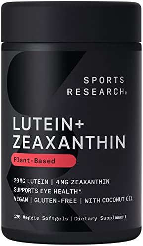 Sports Research® Lutein and Zeaxanthin Capsules (Капсулы) - Eye Health Support Supplement Made with Lute-Gen® and Organic Coconut Oil - Vegan Friendly & Non-GMO Verified - 30 Veggie Softgels (Мягкие капсулы на растительной основе) Sports Research