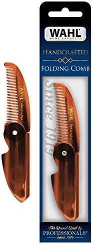 Wahl Beard & Mustache Folding Comb for Men's Grooming - Handcrafted & Hand Cut with Cellulose Acetate - Smooth, Rounded Tapered Teeth - Model 3326 Wahl