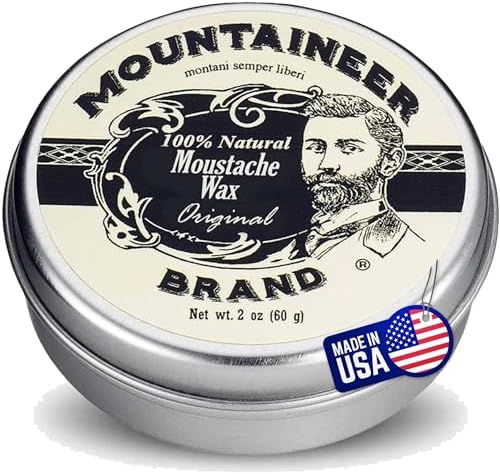 Mountaineer Brand Mustache Wax | Strong Hold | All Natural Ingredients with Beeswax | Grooming Beard Moustache Wax For Men | Made in USA | Citrus & Spice Scent 2oz Mountaineer Brand